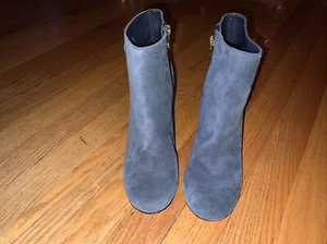 Ann Taylor Blue Suede Leather Ankle Boots Womens Size 7 1/2 - Picture 1 of 8