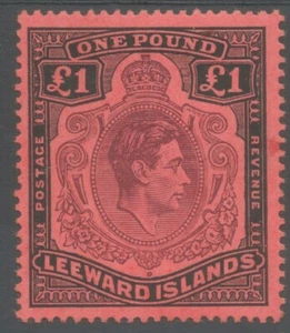 LEEWARD ISLANDS SG114 the 1938 perf 14 £1 fresh lightly mounted mint - Picture 1 of 2
