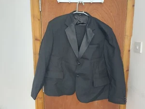 Black Tuxedo Suit Single Breasted Jacket & Trouser Black Wedding Suit - Picture 1 of 2