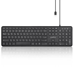 Perixx PERIBOARD-210, DE, USB-C, kabelgebunden, leise Tasten, schwarz - Bild 1 von 2
