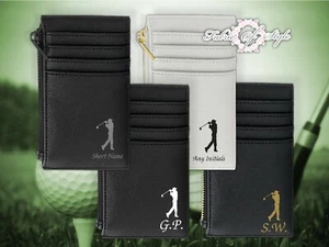 PERSONALISED Golf Gifts for Men CARD HOLDER, coin purse, fathers day gift - Picture 1 of 5