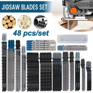 48Pcs Assorted Universal Jig Saw Blades Pack Jigsaw Set Sabre Wood Metal Shank - Picture 1 of 7