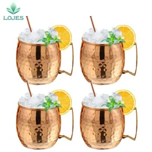 550ml 1/4 Pcs 18 Ounces Hammered Copper Plated Moscow Mule Mug Beer Cup Coffee - Picture 1 of 18