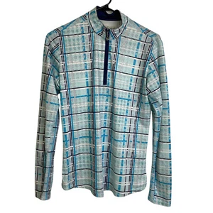 San Soleil Womens Long Sleeve Shirt Size Small Blue Top 1/4 Zip Plaid UV UPF - Picture 1 of 10