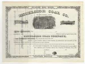 Excelsior Coal Company Stock Certificate - Picture 1 of 3