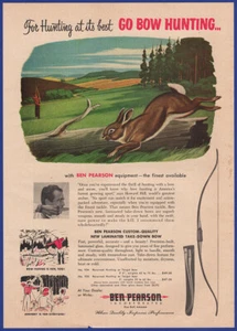 Vintage 1956 Ben Pearson laminiert Take Down Bow Jagd Ephemera 50er Jahre Druck Anzeige - Bild 1 von 1
