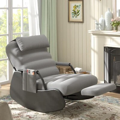 Rocking Chair,Nursery Rocking Chairs with Soft Seat and Headrest Corduroy Fabric - Image 1 of 4