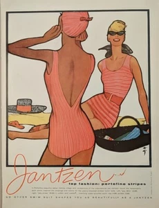 1958 Vintage, Jantzen Sun Clothes Print Ad, Retro Art, Unique Classic Time Piece - Picture 1 of 1