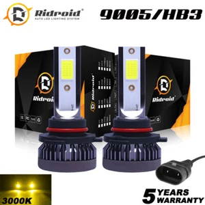 2x Mini 3000K Yellow 9005 HB3 LED Headlight Bulbs 120W 26000LM High Low Beam - Picture 1 of 12