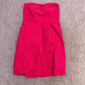 Vans polka dot strapless dress size small fushia hot pink black mini retro pinup - Picture 1 of 6
