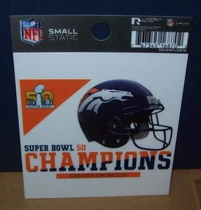 DENVER BRONCOS SUPER BOWL 50 CHAMPIONS 3X4 SMALL STATIC DECAL RICO STICKER DECAL - Picture 1 of 1