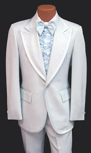 Men's Vintage Light Blue Tuxedo with Pants, Vest & Bow Tie Size 43XL 37W - Picture 1 of 5