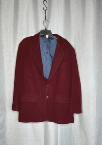 Wool Blend Blazer Mens 42R Burgundy Lined Pockets Jacket Casual Claiborne - Picture 1 of 14