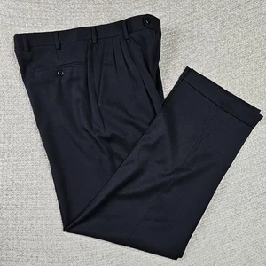 Pantalones de vestir Zanella Alter 100 % lana negros plisados con puños para hombre talla 33 x 31 - Imagen 1 de 17