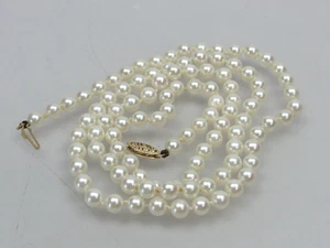 Collana di perle vintage in oro giallo 14 kt con chiusura annodata 5 mm 25" - Foto 1 di 11