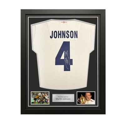 Camiseta de rugby de Inglaterra firmada por Martin Johnson: Johnson 4. Marco estándar Foto 1 de 4