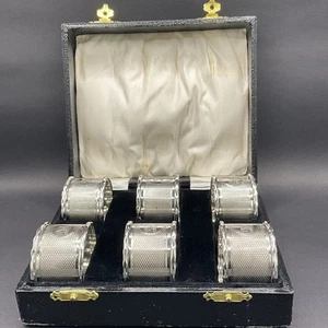 Set 6 Englische Serviettenringe 925 Silber Birmingham 1932 in Box Monogramm WHG - Bild 1 von 8