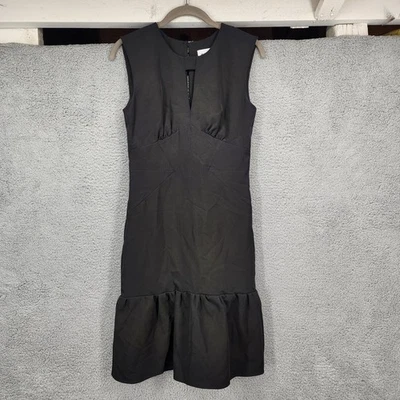 Vestido Milly Negro Mezcla Seda Sin Mangas Cerradura Midi Talla 0 Minimalista Foto 1 de 4