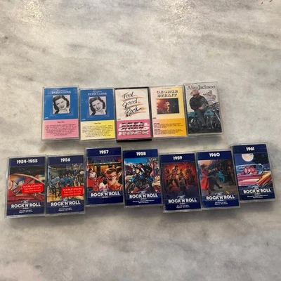 12 Cassette Tape Lot ~ Rock Pop Patsy Cline Rock And Roll Era 50’s 60’s & More - Image 1 of 4