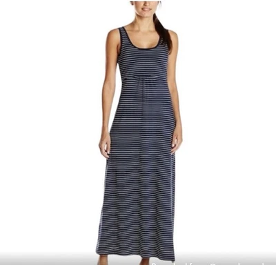 Maxi vestido sin mangas Columbia PFG para mujer S/P azul a rayas cintura imperio omni mecha Foto 1 de 4