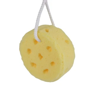 Gelber runder Bad Körper Dusche weicher Schwamm mit Aufhängeschlaufe O6B63328 - Bild 1 von 6