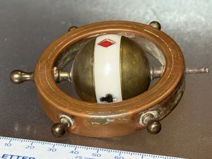 Antikes Schiffsrad Messing Trumpfmarkierung Pfeifbrücke Maritim Sammlerstück - Bild 1 von 12