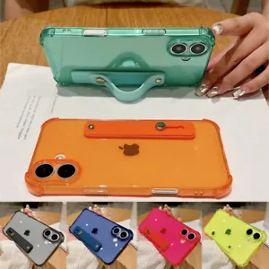 Custodia telefono per iPhone 16 15 Pro Max 14 13 12 cinturino fluorescente trasparente cover - Foto 1 di 19