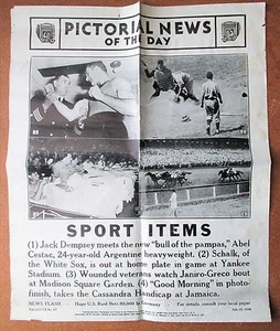 1945 Pictorial News Poster 14x17" JAck Dempsey Schalk White Sox Wounded Vets FS - Picture 1 of 2