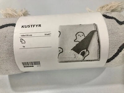 IKEA Halloween Ghost KUSTFYR Decorative Throw  With Fringes Soft Cotton 51x67 - Image 1 of 4