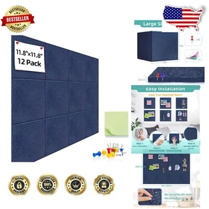 Customizable Blue Felt Cork Boards - 12 Pack with Push Pins for Offices & Homes - Picture 1 of 9
