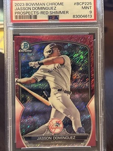 2023 Bowman Chrome Jasson Dominguez Red Shimmer /10 BCP225 Yankees RC PSA 9 MINT - Bild 1 von 6