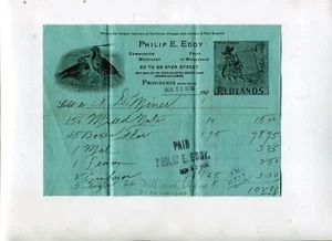 Cabezal de cartel ilustrado PHILIP EDDY FRUIT MERCHANT Providence RI 1908 CA cítricos - Imagen 1 de 1