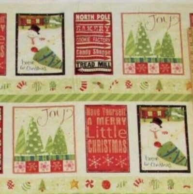 Clothworks "Santa's on His Way" North Pole Bakery Snowman Panel REMNANT - Image 1 of 4
