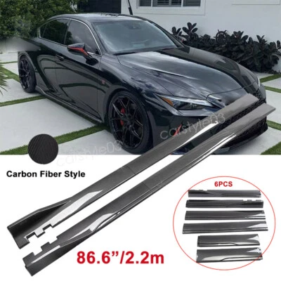 86.6" For Lexus IS350 IS300 Car Carbon Style Side Skirt Extension Lips Splitter Foto 1 de 4