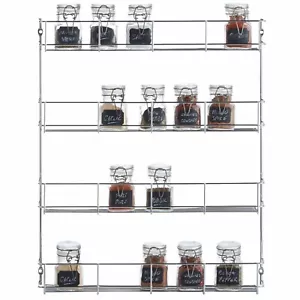 Spice Herb Jar Rack Holder Kitchen Door Cupboard Storage Wall Mount 4 Tier - Picture 1 of 3