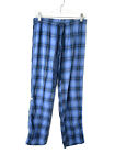 PINK Victoria's Secret Lounge Pajama Blue Check Roll Up Pants Large Logo Size XS