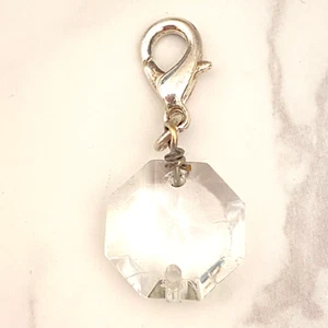 John Wind Clear Crystal Octagon Silver Enhancer Charm | FREE Shipping - Picture 1 of 2