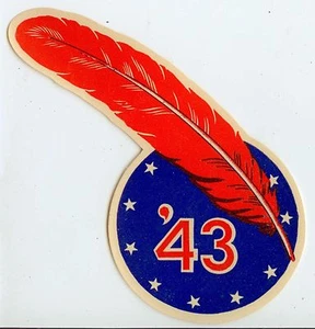 interesting 1943 Stars and Feather decal - school? - military? - Picture 1 of 1