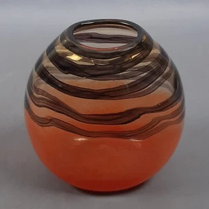 Murano Glas Vase Untergetaucht Orange Rauch Modernisiertes Design 70er Jahre - Bild 1 von 10