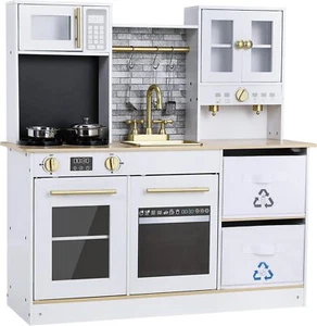 Cocina de juguete Cocina infantil Cocina de juegos Niños MADERA Accesorios Luz y sonido 90 cm - Imagen 1 de 7