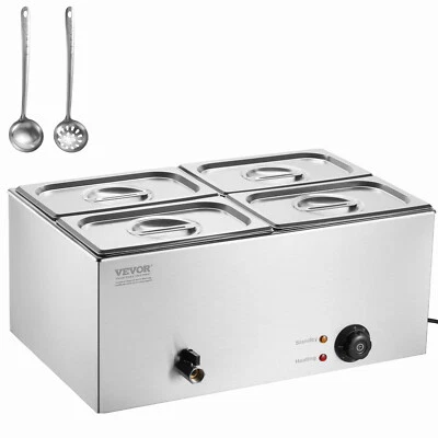 VEVOR Scaldavivande Elettrico Commerciale 4 Teglie da Banco Buffet 15L 1200W - Immagine 1 di 4