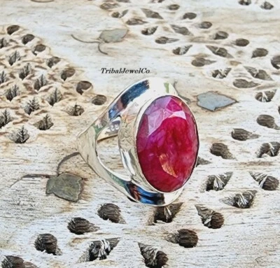 925 Sterling Silver Kashmir Ruby Ring Women Ring Statement Ring Silver Jewelry - Image 1 of 4