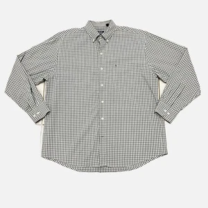 IZOD Premium Essential Grey/White Plaid Long Sleeve Button Up Shirt Size Large - Picture 1 of 3