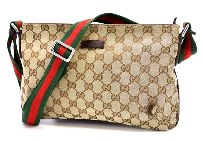 Gucci Bandolera Bolso de Hombro Cartera GG Lona Jerez 189749 Marrón Auténtico Foto 1 de 4
