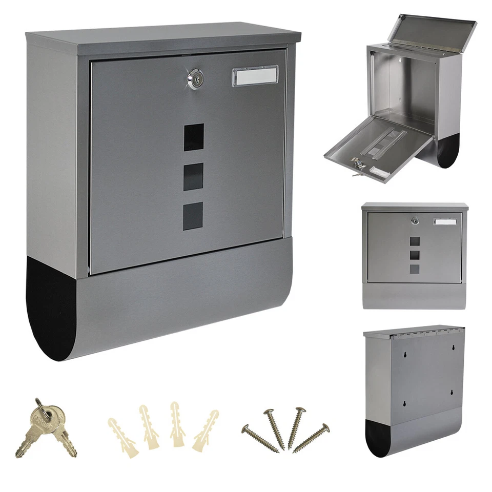 Helo Briefkasten Zeitungsfach mit Namenschild - Silber