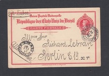 BRAZIL 1907 100R PS CARD RIO DE JANEIRO DUQUE DE CAXIAS TO BERLIN GERMANY