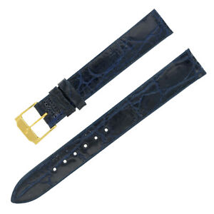 Movado 15-14 mm Dark Blue Crocodile Leather Men's Watch Band 3G1514R