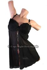 Sexy Woman Black Sheer Lace Padded  Wired Chemise  Lingerie  Size Large