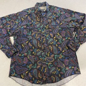 Camisa Wrangler Vintage Extra Grande XL Estampado Completo Abotonada Manga Larga EE. UU. - Imagen 1 de 5