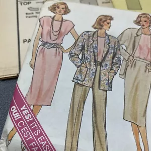 UNCUT Butterick 3633 Vintage 1986 Sz 8 10 12 Suit Jacket Skirt Pants Blouse - Picture 1 of 12